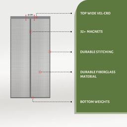 TurtleGrip Fiberglass Door Mosquito Net with Full Frame Hook & Loop (205x90cm, Grey) image 4