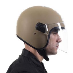 ROYAL ENFIELD Open Face MLG Riding Helmet with Clear Visor | Impact Protection | Excellent Scratch Resistance | Anti-Microbial Fabric | ISI certified | Micrometric lock MATT DESERT STORM (L)58 CM image 4