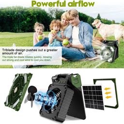 BLURISM 1200mAh Solar Fan & Portable Camping Fan with Lantern Rechargeable Battery Operated, 20H Run Time Max, 8H Timer, 90° Adjustable Portable 48H LED Light for Picnic, Hurricane, Fishing image 4