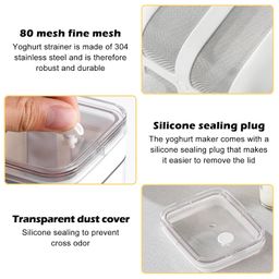 Yoghurt Strainer, Homemade Greek Yogurt Filter, Yoghurt Whey Separator, Yoghurt Maker, Yoghurt Cream Cheese Maker, Yoghurt Machine with Mesh Strainer, Filter Cloth image 3