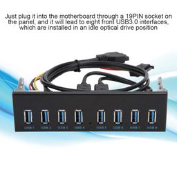 jingyig Internal 5.25-inch Card Reader, USB 3.0 HUB 8 Optical Panel Unit Moterboard PC Dashboard USB Front Panel with USB 3.0 Interface 19PIN for Windows/Linux/Mac image 2