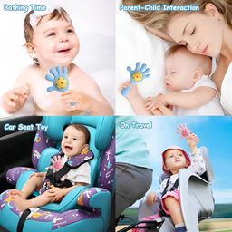 KIDS BASIC Baby Teethers, Silicone Hand Shape Teether with Rattle Inside Hand | 2 in 1Rattle Teether | BPA Free Silicone Teether | Easy to Grip Teether for Baby image 4