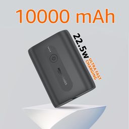 Amazon Basics 10000 mAh Lithium Polymer Mini Power Bank with 22.5W Fast Charging, Dual Output, Charging Indicator, Type-C Cable Included (Black) image 2