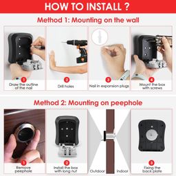 STESHWK Key Lock Box with Wall Mounted Combination House Key Weatherproof Safe Security Key Storage Locker Small Box, 4-Digit Resettable Code Outdoor Lock Box image 5