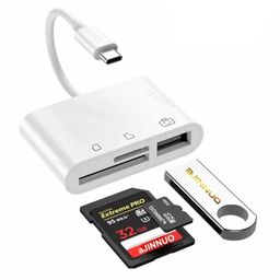 oncro White SD Card Reader Type c Card Reader 3 in 1 USB C to SD Micro TF Card Reader USB 2.0 Camera Camera Memory Card Reader Adapter OTG Compatible with USB C Devices Android Laptop PC image 1