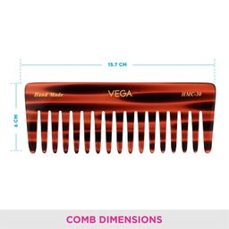 VEGA Wide Teeth Shampoo Comb Handcrafted Tortoise Shell Pattern Large Sized image 3