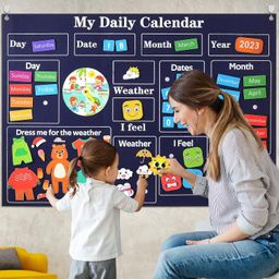 coosilion My First Daily Calendar-Preschool Classroom Must Haves, Circle Time Learning Center, Days of the Week Chart for Toddlers Learning, Classroom Calendar for Kids, 3.3Ft Felt Board for Toddlers image 5
