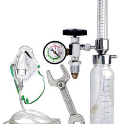Amazecare Oxygen Flowmeter with Rotameter & Humidifier Bottle with Oxygen Cylinder Key & Adult Oxygen Mask image 1
