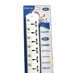 STONE-PRO 6 Socket 1.8 Meter 10 Amp 250V~ 2500W Max, Adaptable To Standard Plugs Of All Countries, Individual Switch Flex Box, Spike Buster 6 Socket Three Pin Socket 6 Socket, 250 Volts image 1