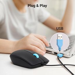 ZEBRONICS Juggle Wired Optical Mouse with 3 Buttons, High Precision, 1200 DPI, Works on Most Surfaces, USB Interface, 1m Cable Length image 4