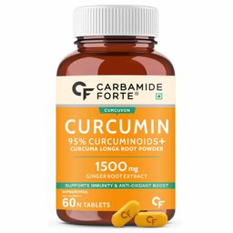 Carbamide Forte Curcumin Tablets with Piperine and 95% Curcuminoids | Anti inflammatory Supplement for Adults | With Curcuma Longa, Turmeric & Ginger Root extract | 60 Veg Tablets image 1