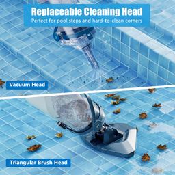 enhulk Pool Vacuum for Above Ground Pool with a Telescopic Pole, Running time up to 1H, T403 Handheld Rechargeable Pool Cleaner with Powerful Suction up to 18.5 gallons/min, Ideal for Leaves, Debris image 3