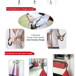 primefair Double Layer Inverted Reversible Windproof Upside Down Umbrellas with C-Shaped Handle for Women and Men image 4