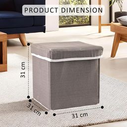 Kuber Industries 22L Folding Seating Stool | Sitting Stool for Living Room & Bedroom | Storage Stool for Footrest, Dressing Table | Sofa Stool and Bedside Table with Storage | Grey image 3