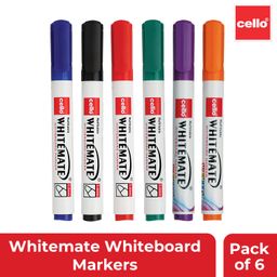 Cello Whitemate Whiteboard BoldMarkers | Set of 6 | Assorted Ink Colours | Whiteboard Marker with Easily Erasable Ink | Refillable Whiteboard Markers Markers image 3