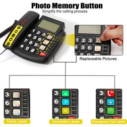 E-SHIDAI Multi Functional Desktop Phone, Photo Storage Quick dial Function, Large Display Screen, Large Buttons, Adjustable Volume, Caller ID Light, Hands-Free Function, Wired Phone for The Elderly image 3