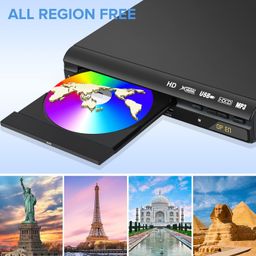 WONNIE HD DVD Player for TV, CD Players for Home with HD/AV/Coaxial Output &USB Input, Built in PAL/NTSC System, HDMI/AV Cable and Full Function Remote Control Included image 4