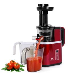 hometronics Masticating Extractor With Digital Control Panel; Easy To Clean Bpa-Free Slow Masticating Juicer 43 Revolutions Per Minute Features Compact Design Automatic Pulp Ejection, 150 Watts image 1