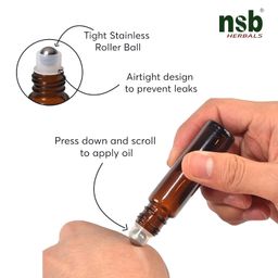nsb herbals Empty Amber Glass Roll On Bottles (10 ml) with Black Cap for Essential Oils, Perfumes | Refillable Reusable & Eco- Friendly Leakproof Bottle (PACK OF 6) image 4