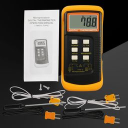 gain express Digital 2 Channels K-Type Thermometer w/ 4 Thermocouples (Wired & Stainless Steel), -50~1300‚C (-58~2372‚F) Handheld Desktop High Temperature Kelvin Scale Dual Measurement Meter Sensor image 3