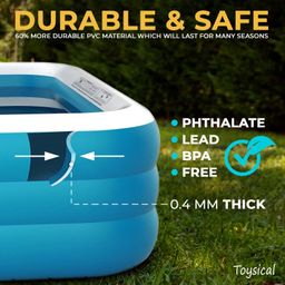Toysical Inflatable Pool with Air Pump - 118 x 72 x 22ââ‚¬Â Above Ground Pool, Swimming Pools for Kids and Adults and The Entire Family - More Durable Than Other Blow Up Pools - Includes Patches image 2