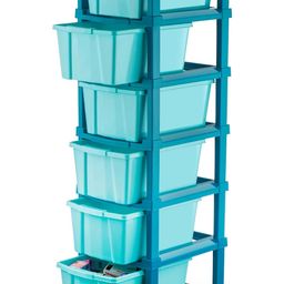 palak Plastic Drawer Organizer Self Standard Rectangular Multi Purpose Modular Drawer System Large Chest of Drawer Organizer for Home Office,Product Dimension When assembeled (7 Layer) (6xl, blue) image 4