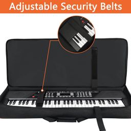 GIG Master Heavy Padded Keyboard Bag/Cover/Case for Yamaha PSR-E473, 61 Keys Keyboard with Dust Cover & Double Pocket(Black & Red) image 3