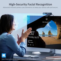 NexiGo HelloCam, 1080P Webcam with Windows Hello, True Privacy, Automatic Electronic Shutter, Computer Camera, Microphone, Facial Enhancement, HD USB Web Cam image 2