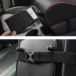 Automaze Center Console Armrest Thick Cushion,Soft Memory Foam PU Leather Height Arm Rest Pad with Phone Pocket Storage Bag (With Front Pocket, Black) image 3