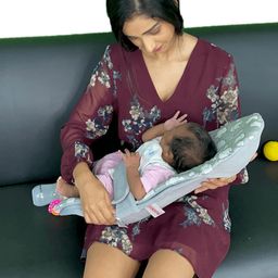 Hoopa Cotton 2-in-1 Feeding Pillow Grey | Feeding Pad | Infant Carrier | Newborn Carrier | Nursing Pad | Reclined Carrier (Grey) image 3