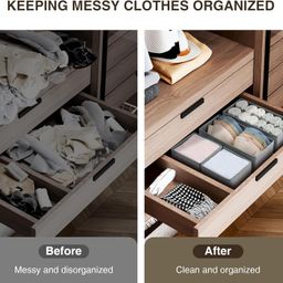 FLYNGO Non-Woven Foldable Drawer Organizer Clothes Organiser For Wardrobe, Closet Cubes Storage Box Socks, Bra, Tie, And Scarves, Set Of 4 (Greyclothing) image 4