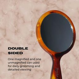 scarlet line Professional Series Round Shape Double Sided Magnifying Makeup Hand Mirror with Handle for Men & Women 27 x 14.5 x 1 cm image 3