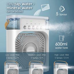 adbeni Imported Portable Air Conditioner Fan | Mini Evaporative Air Cooler with 7-Color LED Light, Timer, 3 Wind Speeds & 3 Spray Modes, Personal Cooling Fan for Home, Office & Desk image 2