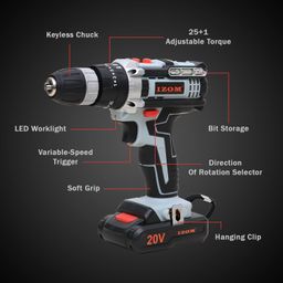 IZOM IZ-CDK-20V Cordless Drill Machine Kit With Multiple Torque Settings & A Keyless Chuck for Automatic Spindle Locking image 2