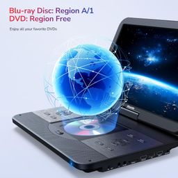 gonavidio 17.6" Portable Blu Ray DVD Player with 15.4" Screen, HDMI Input/Output, Sync Screen, 5 Hours Playing Time, 1080P MP4 MKV Video, Surround Audio, USB SD image 4