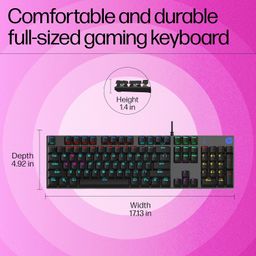 HP Gk400F Mechanical USB Gaming Keyboard,Dust & Spill Resistant,RGB Backlit Keys,Metal Panel,Full-Sized Keyboard Design image 2