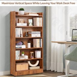 ABOUT SPACE Bookshelf for Home - 6 Tier Book Rack for Study Room | Open Book Shelf for Office, Library, Bedroom, Living Room - Engineered Wood Display Shelf (Teak - L 71 x B 24.5 x H 137.5 cm) image 4
