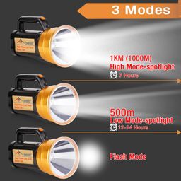 DOCOSS 50 W Long 1 km Range Water Resistance Ultra Bright Rechargeable LED Torch Lights with 6000 mAh /7-14 Hours High Battery Black, Black, 2000 Lumens image 4