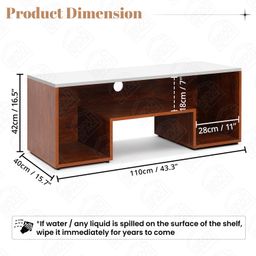 ABOUT SPACE TV Unit for Living Room - Engineered Wood DIY TV Stand Entertainment Unit with Wire Holes, Open Display Shelves for WiFi Router Stand, TV Rack (White & Oak Red- L 110 x B 40 x H 42 cm) image 2