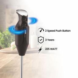 BOSS Platinum Portable Hand Blender 225W - Watt | Variable Speed Control | Easy to Clean and Store | ISI-Marked, Black image 4