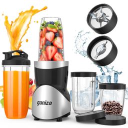 Ganiza Smoothie Blender, Smoothie Blender for Smoothies and Smoothies, 15 Pieces Personal Blender and Combination Grinder for Kitchen, Blender with 4 Portable BPA-Free Cups, Nutritious Recipe, Max image 1