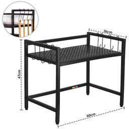 Livzing 2-Tier Adjustable Multipurpose Dish Rack for Kitchen Cabinet- Metal Microwave Oven Stand-Utility Rack Organizer with Hooks-Multipurpose Counter Top Storage-OTG Stand-Corner Shelf image 3