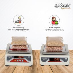 iScale i-03 30kg x 1g Digital Table Top Weighing Scale with Front and Back Red Double Display, Small Stainless Steel Pan, 7x9" (Off-White) image 3