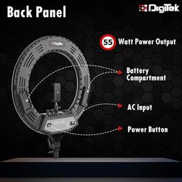digitek DIGITEK® (DRL 018H) 18 Inch LED Ring Light - AC/DC Power, Color Temperature & Lighting Intensity Control, 180° Rotation, USB Powered - Photo & Video Shoots, Makeup, and YouTube (Without Stand) image 5