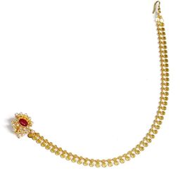 ahoora Gold-plated Beaded With Stone Studed Chain Nose Ring with No Piercing (Nath) for Women image 1