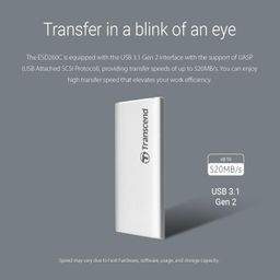 Transcend 250GB External SSD USB 3.1 Gen 2, Type-C, ESD260C Portable External Solid-State Drive,Silver - TS250GESD260C image 4