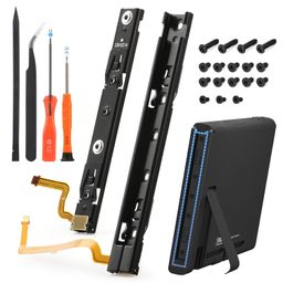 Left and Right Slide Rail for Nintendo Switch Console Slide Rail Bar Replacement with Flex Cable for NS Nintendo Switch Console Rebuild Track Accessories Repair Parts(with Console Screws) image 1