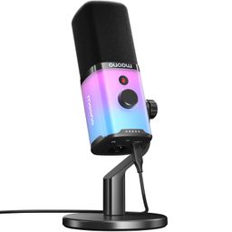 MAONO USB/XLR Dynamic Gaming Mic for Podcast with Software, PC Computer Microphone with RGB Light, Mute Button, Gain & Volume Control, Monitor, Desktop Stand for Streaming, Recording,YouTube-PD100X image 1