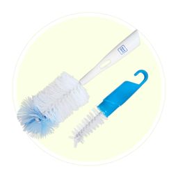 Mee Mee 360° Movable Silicone Bristle Baby Feeding Bottle & Nipple Cleaning Brush | Ergonomic Handle | Easy to Clean Bottle Corners for Narrow & Wide Neck | BPA Free, Easy Hanging Storage (Dark Blue) image 2