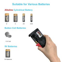 PUJI Battery Tester, Small Battery Testers Universal Battery Checker for AAA AA C D 9V 1.5V Button Cell Household Batteries image 2
